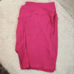 rue + Pink Ribbed Knit Shorts